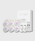 Bio Matrix LYO Velvet Kit full kit contents laid out, box, velvet ball blisters, two LYO Boosting Ampoule bottles and two applicators / Bio Matrix LYO Velvet Kit 套裝全部內容，包裝盒、velvet ball 獨立封裝、兩支 LYO Boosting Ampoule 同兩支 applicator