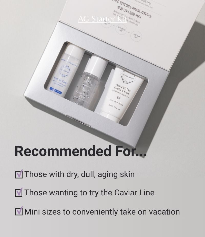 AG Starter Kit hero shot Korean caviar anti-aging trial set / AG Starter Kit 韓國醫美級魚子抗皺體驗裝