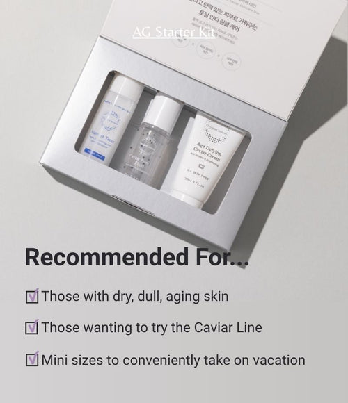 AG Starter Kit hero shot Korean caviar anti-aging trial set / AG Starter Kit 韓國醫美級魚子抗皺體驗裝