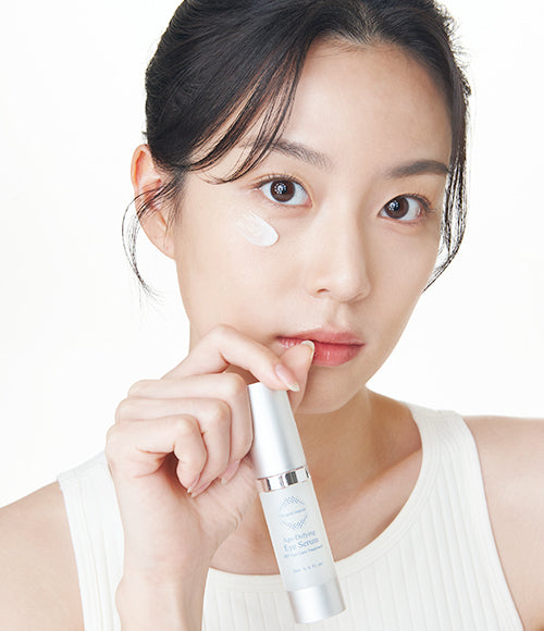 Age-Defying Eye Serum step one being tapped under the eye / 抗齡眼部精華第一步輕點眼下