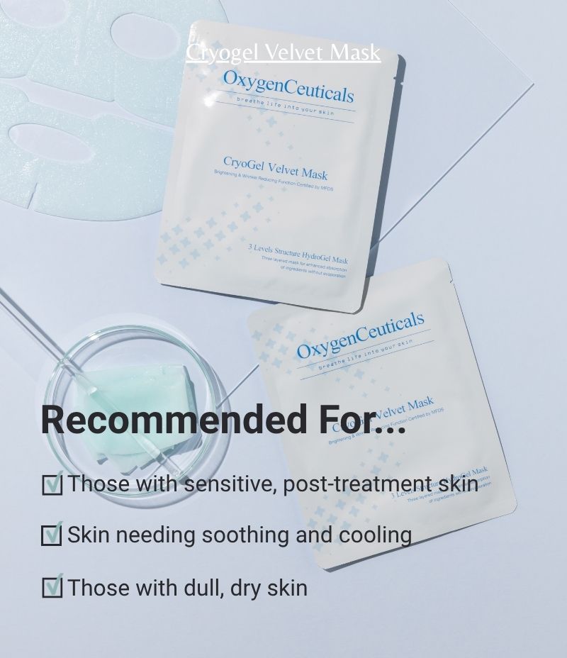 CryoGel Velvet Mask hero shot Korean cosmeceutical gel mask / CryoGel Velvet Mask 韓國醫美級啫喱面膜