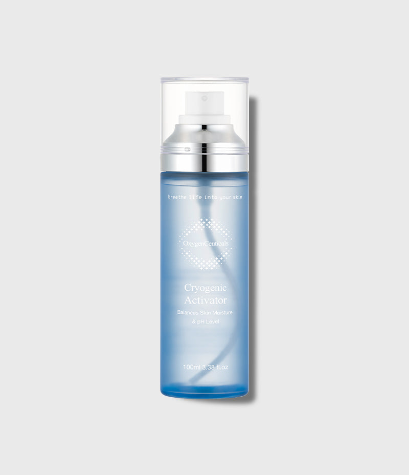Cryogenic Activator 100ml deep sea water oxygen mist toner front view | OxygenCeuticals Hong Kong / Cryogenic Activator 深海水氧氣噴霧爽膚水 100ml 正面圖 | OxygenCeuticals 香港