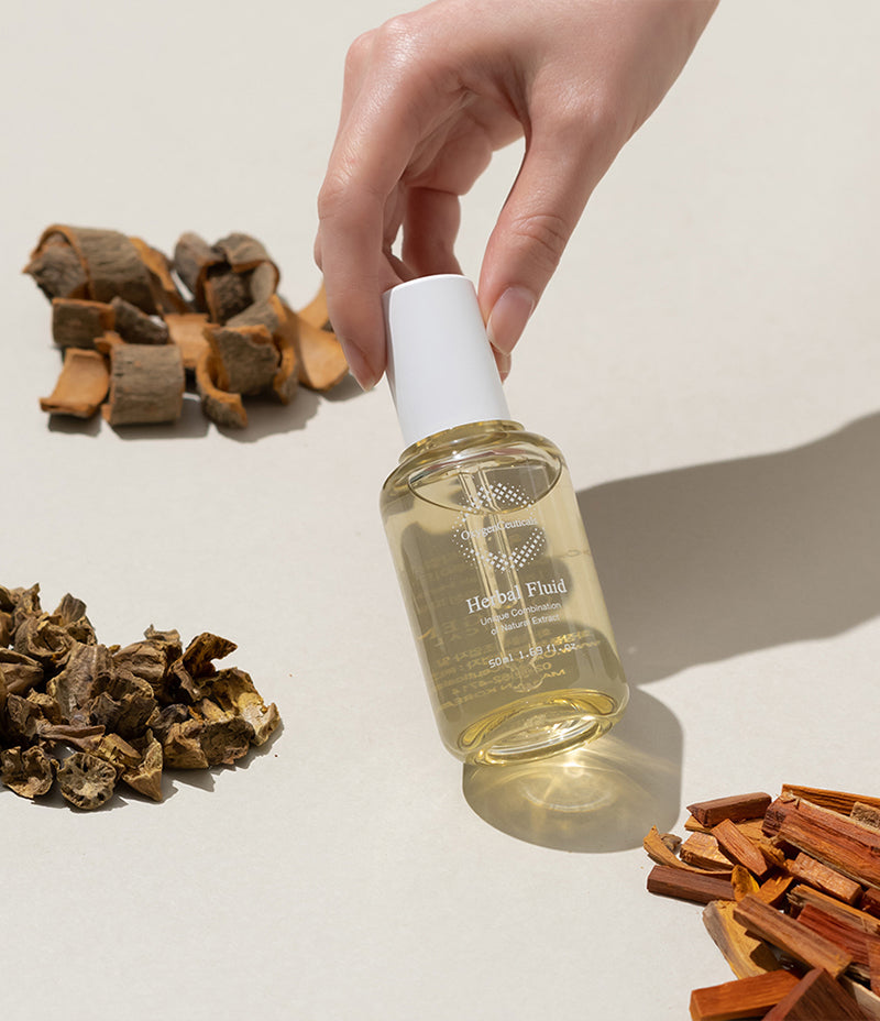 Herbal Fluid concept shot with botanical anti-blemish extracts / Herbal Fluid 植物淨化成分概念圖