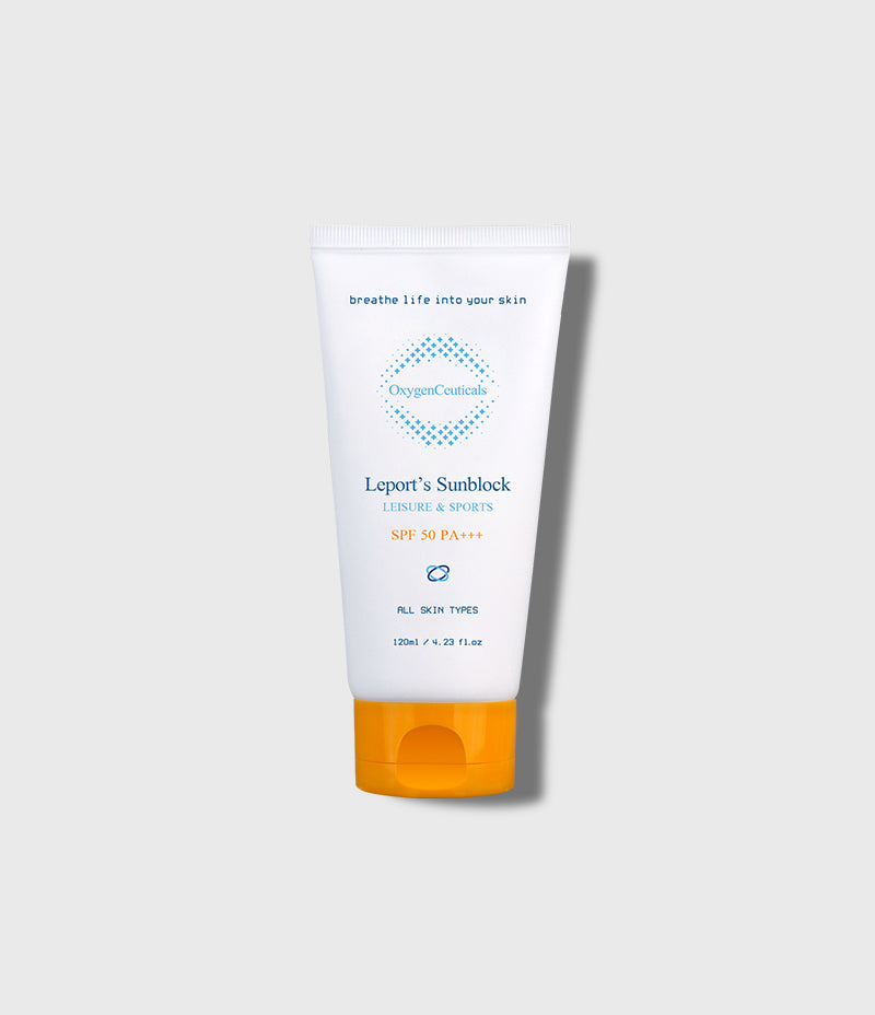 Leport's Sunblock SPF 50 PA+++ 120ml tube front view / Leport's Sunblock SPF 50 PA+++ 120ml 樽身正面