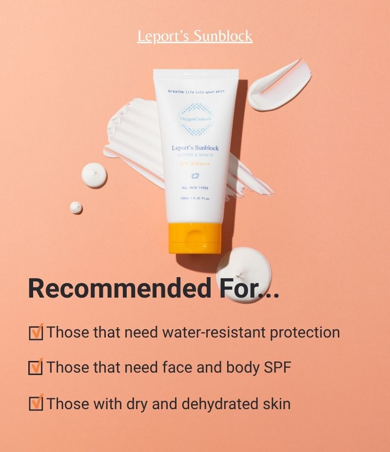 Leport's Sunblock hero shot Korean water resistant sunscreen / Leport's Sunblock 韓國醫美級防水防曬