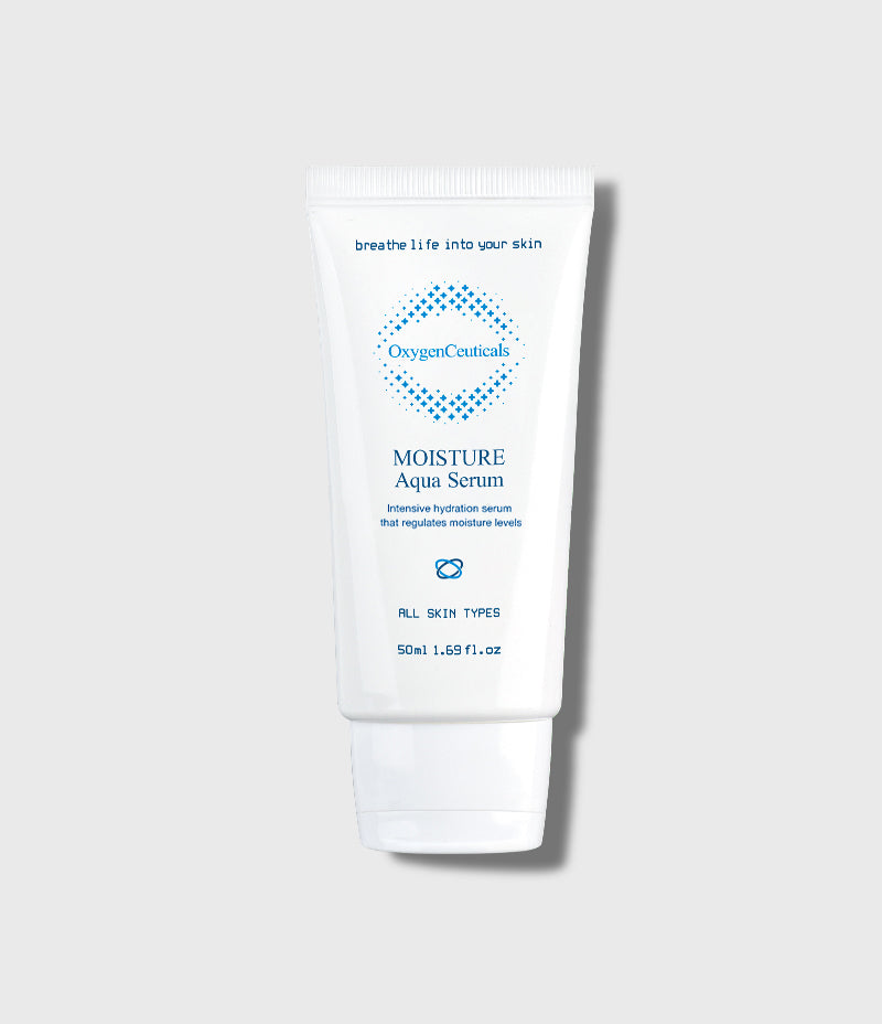 Moisture Aqua Serum 50ml hyaluronic acid gel serum front view | OxygenCeuticals Hong Kong / Moisture Aqua Serum 50ml 透明質酸啫喱精華 正面圖 | OxygenCeuticals 香港