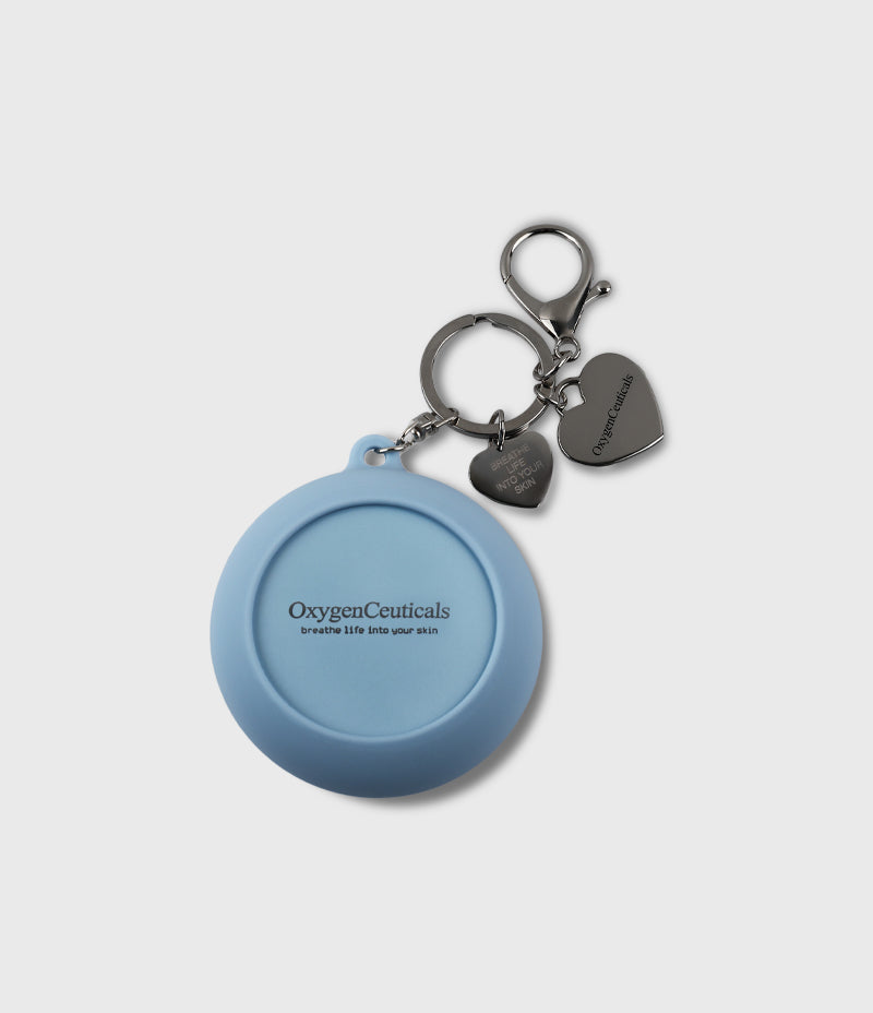 O2 Cushion Keyring Limited Edition mini cushion compact front view / O2 Cushion Keyring 限量版迷你氣墊正面