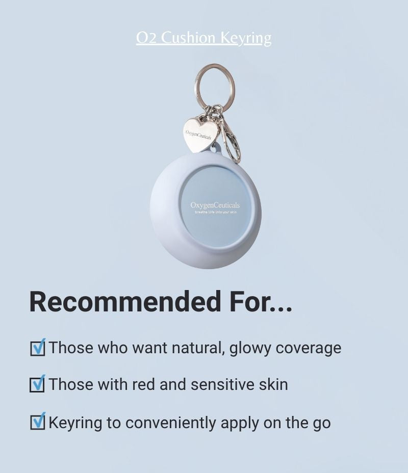 O2 Cushion Keyring hero shot Korean mini cushion foundation / O2 Cushion Keyring 韓國醫美級迷你氣墊