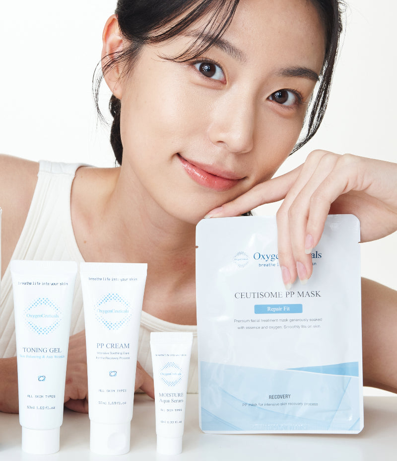 SOS PP Kit products being pressed into the skin / SOS PP Kit 產品按壓上面示範