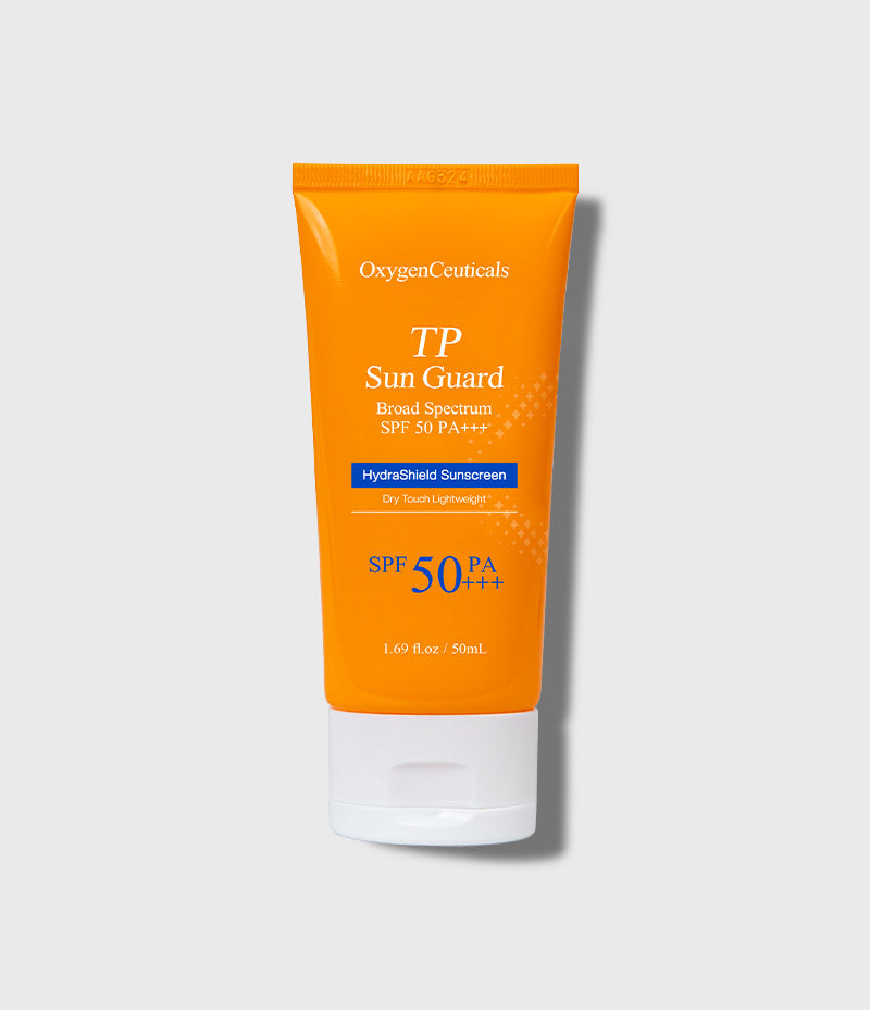 TP Sun Guard SPF50 PA+++ Hydrating Sunscreen 50ml front view | OxygenCeuticals Hong Kong / TP Sun Guard SPF50 PA+++ 保濕防曬乳 50ml 正面圖 | OxygenCeuticals 香港