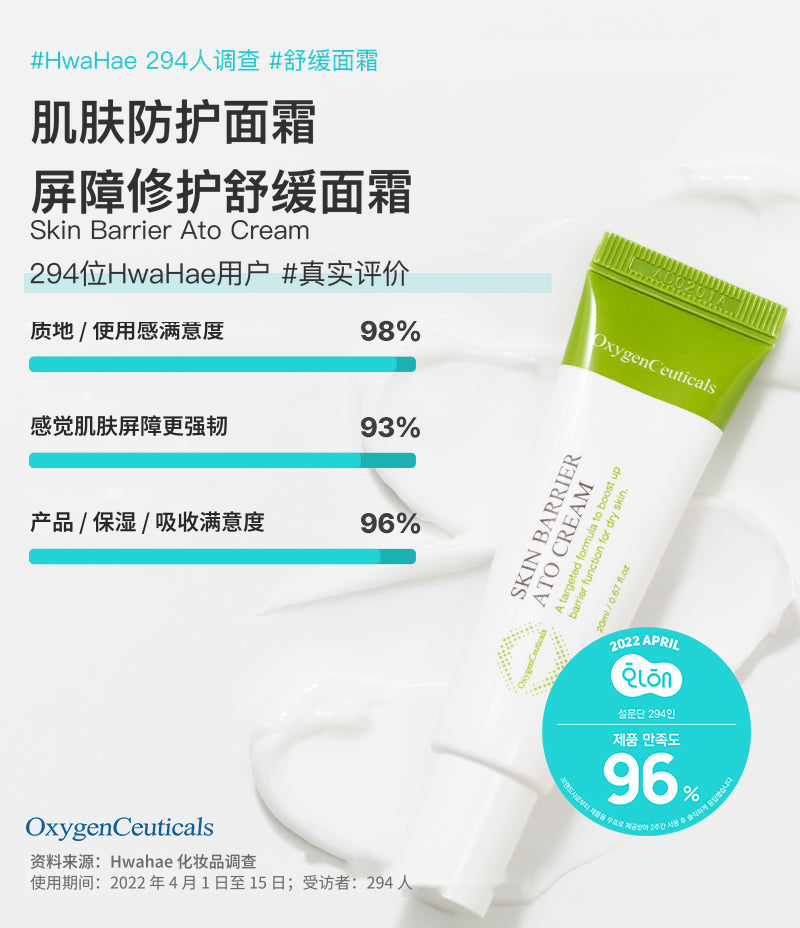 Skin Barrier Ato Cream 使用者调查 屏障修护成效